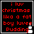 Red pixelated text on black background with white snowman icon, four identical