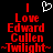 Red pixelated text on black background reads "I Love Edward Cullen ~Twilight~" with a white heart symbol above the 'I' in the left