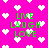 Bright pink background with scattered white pixelated hearts and green text reading LIVE LAUGH LOVE in three lines.