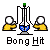 Pixel art animation of two yellow figures flanking a blue-bottomed flask with a green top, each figure's pose changing across frames while text below reads "Bong Hit".