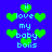 Blue background with green pixelated hearts and light blue text reading "i love my baby bois" in a repeating pattern.