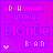Pixelated text on a purple gradient background with a heart symbol, showing two variations of the phrase "BROWN HAIR WITH A BLONDE BRAIN!".