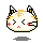 Four pixel-art cat faces in a 2x2 contact sheet with subtle expression and whisker variations on gray background.