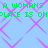 Static pixel art with repeated green text on a light blue background overlaid by pink diamond-shaped patterns.