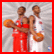 Two basketball players in red and white jerseys holding orange basketballs, with text 'T-Mac and Kobe' on a red-bordered frame.