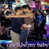 A four- shows a couple dancing, a glowing figure, a person raising an arm, and empty space with text overlays