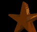 Five star-shaped icons in varying brown and white shades arranged horizontally on a black background, showing animation frames with color transitions.