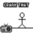 A pixelated black-and-white image shows a stick figure with circular head and cross-shaped body standing on a horizontal line, connected by the same line to a small camera icon.