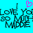 Pixelated text 'Love You So Much' repeated with a pink heart symbol on a cyan background.