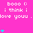 A bright pink background displays repeated text and cyan heart symbols in a pattern with animated heart sequences
