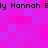 Pixelated text repeats across a of pink and purple squares with no visible animation changes