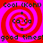 A static digital image with four identical spiral patterns on a red background, each containing text elements and symbols.