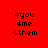 Red background with black text '4you 4me 4them' in four quadrants, each containing a green horizontal bar over one line of text.