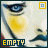 Pixelated anime-style face with blue eyes and yellow cheek marks, featuring 'EMPTY' text and square icons in corners.