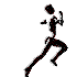 Black silhouette figures in various running poses on a white background, arranged in three of four