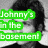 Four- black-and-white image with green text overlays reading "Johnny's in the basement," "Mixing up the medicine," "I'm on the pavement," and "Thinking about the government." The show a person with dark hair from different angles