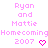 Pixelated pink text and heart symbols arranged in a pattern on white background, with repeated phrases 'Ryan and Mattie', 'Homecoming', and '2007' across three