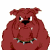 Animated contact sheet of a red bulldog mascot with changing facial expressions and text elements arranged in a 3x3 grid on white background.