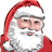 Pixelated Santa Claus face with red hat, white beard, and gray hair visible against a plain background.