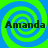 Four identical display the name "Amanda" over a blue and green spiral background with pixelated text