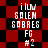 Pixelated text on red and black checkered background with diamond pattern, showing repeated phrases in white block letters.