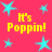 A static image with a bright pink background featuring multiple cyan stars and repeated yellow text reading "It's Poppin!".