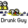 Animated contact sheet of a drunk guy character in various poses with speech bubbles, displayed on gray background.