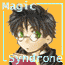 A 4-frame contact sheet of a pixelated anime-style character with dark spiky hair and green eyes, displayed in a yellow background with blue text overlays.