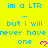 Yellow background with blue text repeating 'im a LTR' and 'but i will never have one', each line ending with pink heart symbol.