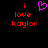 Pixelated red text 'i love kaylor' on black background with a purple heart symbol above the left side of the text.