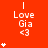 Red background with white text 'I Love Gia <3' repeated in a , surrounded by small white asterisks that change position across frames