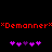 Red text and purple puzzle pieces on a black background, with two identical horizontal of symbols below the text