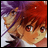 A 48x48 pixel buddy icon featuring a split design with an anime character on the left and text on the right, displayed as part of a contact sheet.