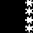 White snowflake-shaped icons arranged in two vertical against a black background, each icon displaying subtle pixel-level variations
