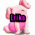 Pixelated cartoon character with pink ears and body, yellow text overlay reading 'and Sabrina! The honey CREW' on white background.