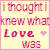 Pixelated text in pink and yellow with a heart symbol, showing two states where the middle line's right portion is missing.