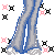 Pixel art contact sheet showing three distinct character frames with text "cute as can be" and decorative cross patterns on a transparent background.