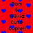 Red background with blue pixel hearts and repeated black text reading "Dom & Alivia Cute Couple!!" in a pattern