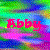 Animated sequence of the name 'Abby' in pink text with a yellow highlight on one letter, set against a colorful striped background.