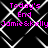 Black background with white diamond-shaped pattern and repeated pink text reading "Today's End Jamie&Kelly" in pixelated font