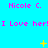 Cyan background with repeated pink text 'Nicole C.' and 'I Love her!' and scattered yellow starbursts.
