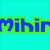 Pixelated text 'Mihir' in blue with green outline on cyan background, static image with no additional elements.