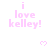 Pixelated pink text 'i love kelley!' repeated with small heart symbols on a white background, partially cropped at bottom right.