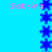 Pixelated blue star icons with pink text "Sabrina" on a bright cyan background, arranged in vertical and