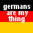 A pixelated image with German flag colors and text overlays including 'germans are my thing', 'ily baby ak & lw', '1.26.07', 'SUMMER LOVE', 'summer07', 'waiting 4 summer08', and a small white arrow.