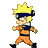 Pixel art animation of a character in orange jumpsuit with dark blue accents running left to right
