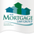 Pixelated graphic shows stylized houses above text reading 'MORTGAGE' with a smaller line below, all in teal and blue tones on white background.