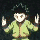 Animated sequence of a character in a green jacket with brown trim, showing multiple hand gestures and facial expressions against a dark background.