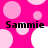 A static image with a bright pink background featuring light pink and white circles, displaying the text "Sammie" in black font across four positions.