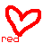 Pixelated heart icons in red, white, and blue with corresponding text labels on a white background.